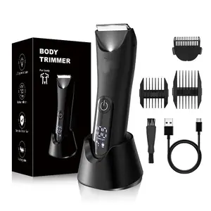 Electric Body Hair Trimmer for Men, Waterproof Ball Shaver, USB Recharge, Replaceable Ceramic Blade, 90 Mins Battery Life, Male Hygiene Razor