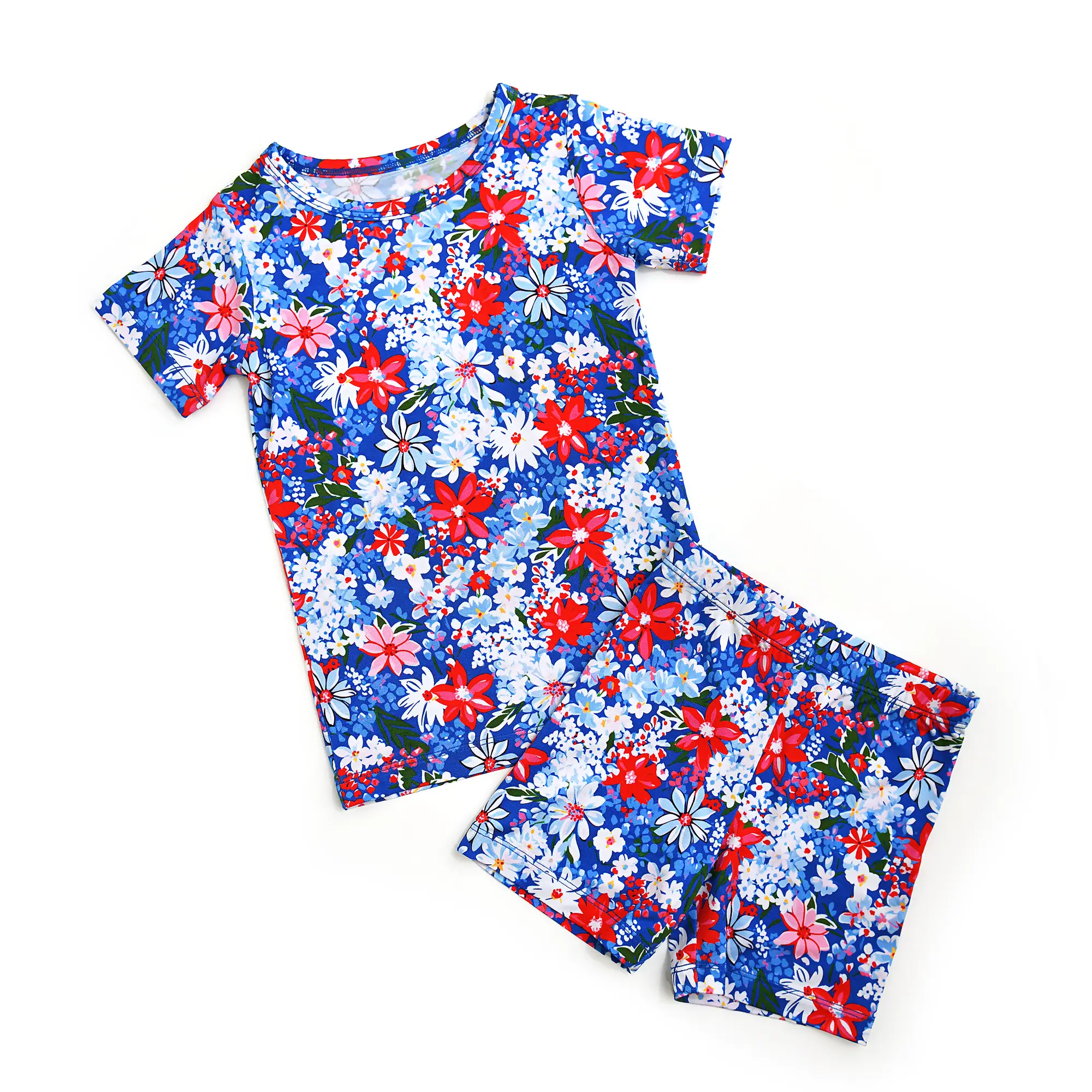 Presley Floral TWO PIECE - SHORTS Bamboo 4th of July Comfy All Over Print Pajama Set toddler girl clothes gigi and max
