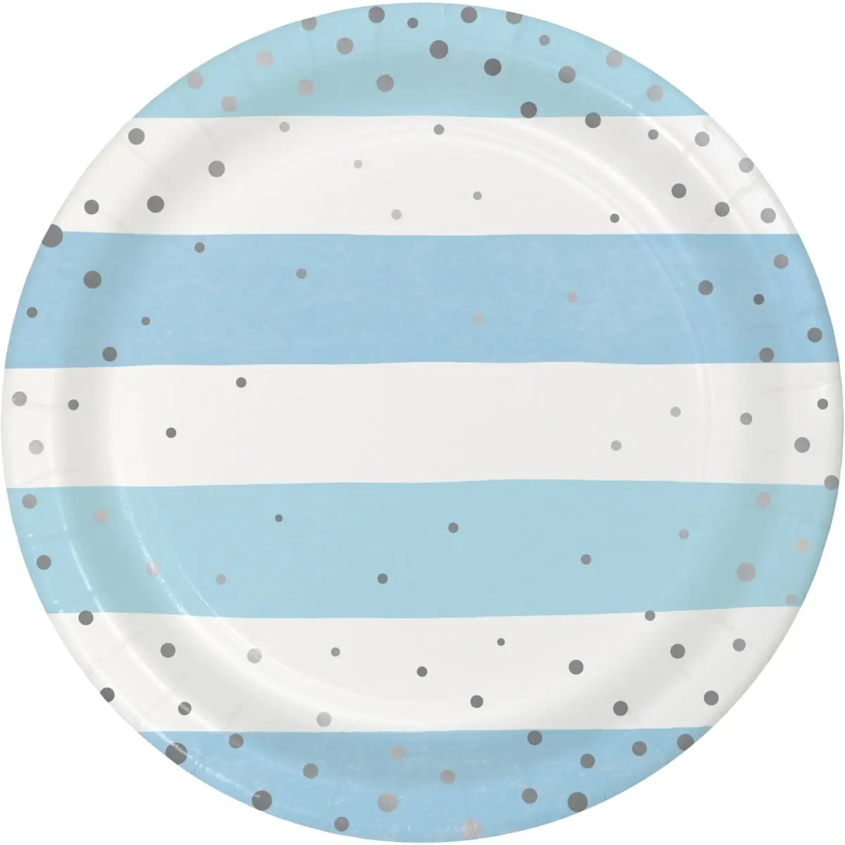 Disposable 9 in. Foil Dinner Plates, Blue & Silver - 96 Count, Party Supplies for Baby Shower Celebrations, Suitable for Dessert, Food & Beverage Serving