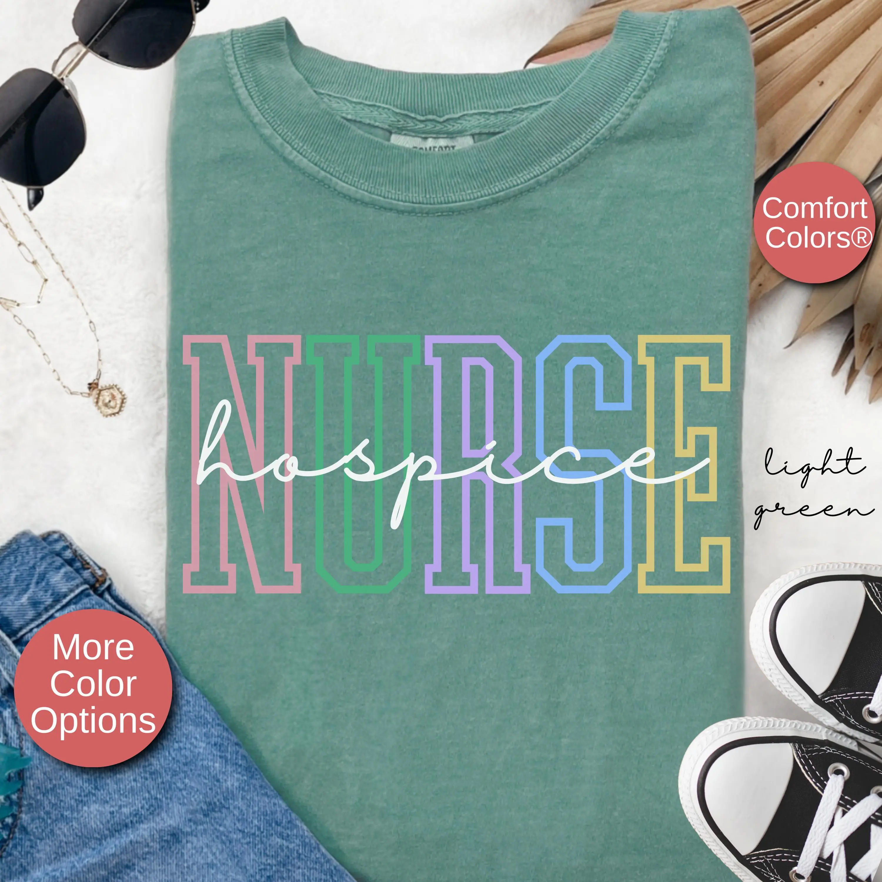 Comfort colors Hospice Nurse Shirt Graphic T-shirt For Hospice Nurse Nursing Crewneck Gift For Registered Nurse Hospice Rn T-shirt Rn Graphic T-shirt