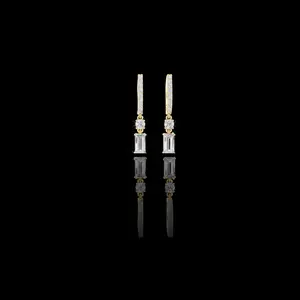 Lab Grown Diamond Baguette Geometric Pendant Hoop Earrings