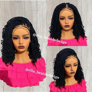 Marley Twists Braided Wig Kinky Twist Frontal Lace Wig by Ellasbeautyworld