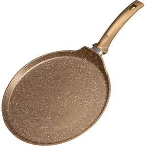 Nonstick Crepe Pan, Granite Coating Flat Skillet Dosa Tawa Tortilla Pan, 10 inch Pancake Griddle Roti Pan With Stay-Cool Handle, Induction Compatible, PFOA Free