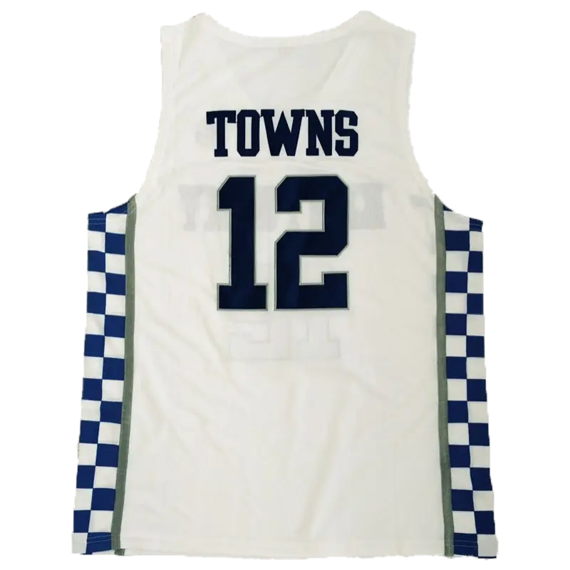 Men's Iconic Number '12' Kentucky College-Style Lightweight Jersey - Breathable Polyester Mesh Athletic Top, Checkered Sides, Moisture-Wicking, Machine Washable, Bold 'Kentucky' Lettering, Towns #12