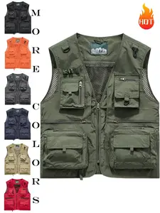 Men‘s Updata Fishing Vest Utility Multi-Pocket Outdoor Work Safari Travel Photography Vest Lightweight Breathable Quick Dry Durable