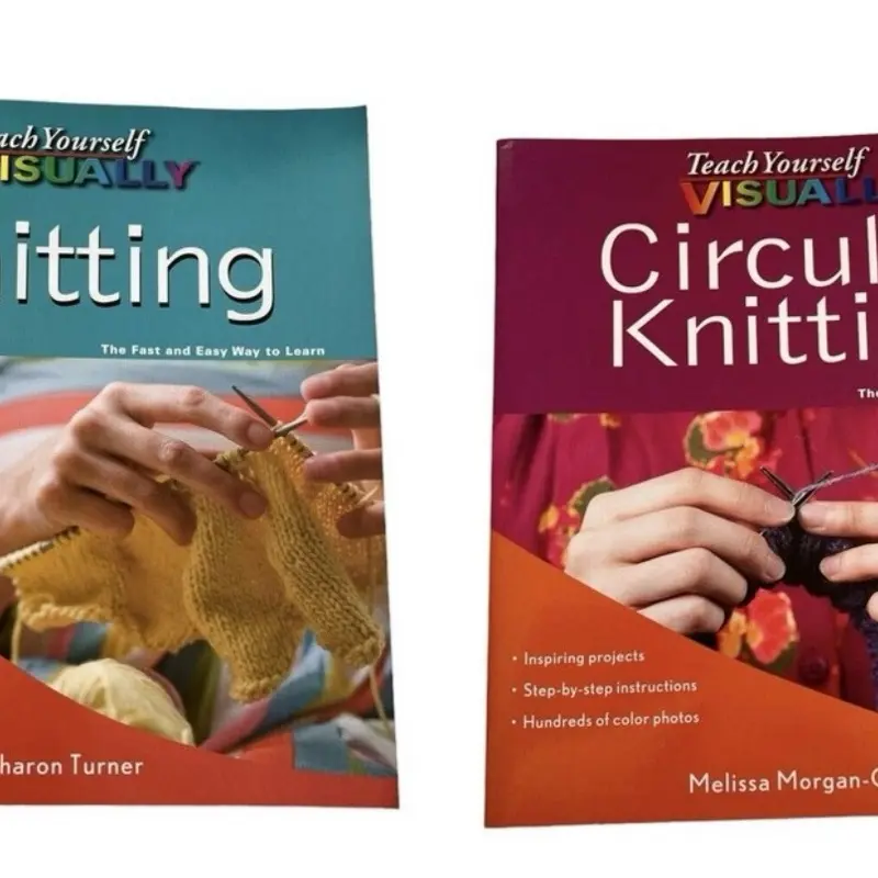 2 Books Teach Yourself Visually Circular Knitting by Melissa Morgan-Oakes Sharon