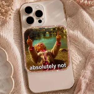 Funny Absolutely Not Phone Grip Cardigan Doll | Rose Gold Glitter Rectangle Phone Holder