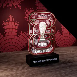 FIFA World Cup 2026 Official Licensed Illuminated Display – Multi-Layer Wood & Acrylic Memorabilia Decorfor Home, Office & Fan Collection – CAN MEX USA Trophy，Ultimate Championship Collectible，Inspired Memorabilia