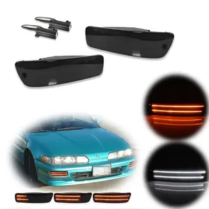 2pcs Smoke Front Bumper Switchback LED Paking Signal lamps Light For 1992 1993 Acura Integra,Replace OEM 33300SK7A06, 33300 SK7 A06, 33300-SK7-A06 AC2531102, 33350SK7A06, 33350 SK7 A06, 33350-SK7-A06 AC2530102