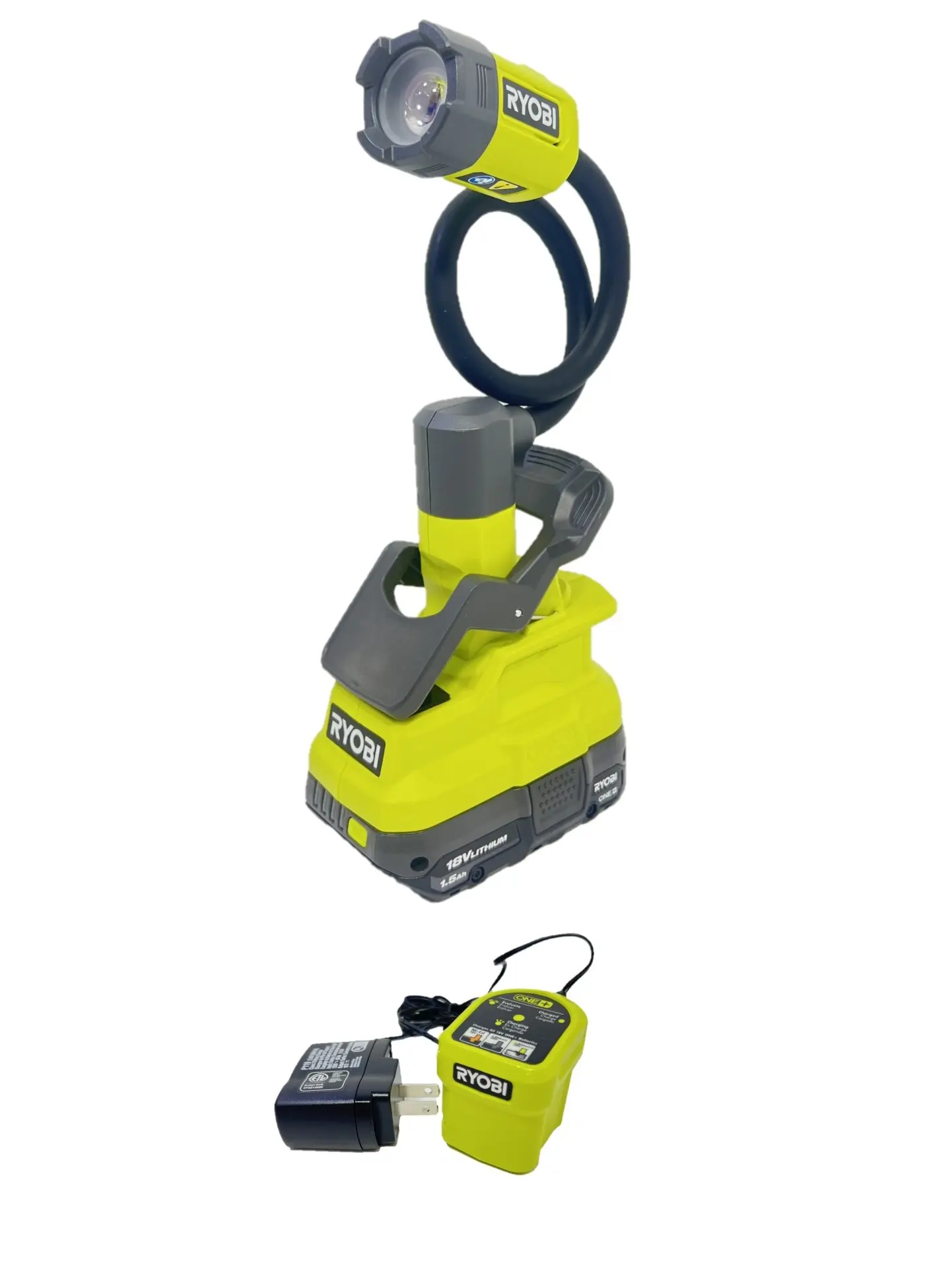 Ryobi 18 Volt Cordless Flexible LED Clamp Light Kit with Battery and Charger