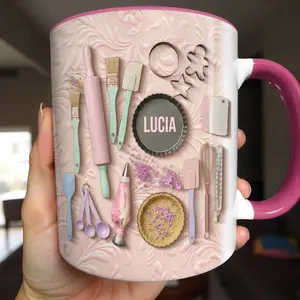 Craft Lovers Art Supplies Mug Custom Name Gift, (Leave Note at Checkout), 2D Printed 3D Effect Coffee Cup, Personalized Art Theme Mug, Painting Brushes Craft Design Gift Idea, Creative Hobby Keepsake, 11oz Ceramic Mug