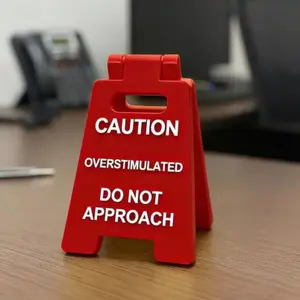 1pc Funny Overstimulated Desk Sign | Caution: Do Not Approach，Office Decorations, Desktop Ornaments, Home Decorations
