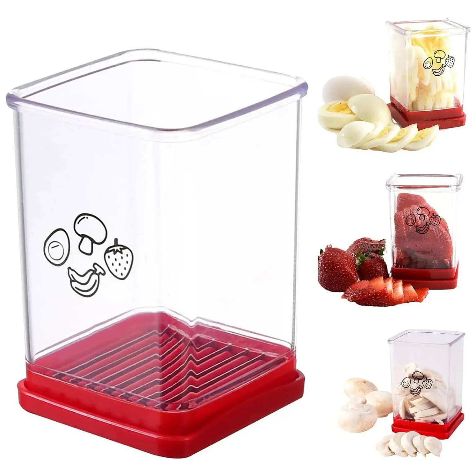 Multifunctional Fruit & Egg Slicer, 1 Count Stainless Steel Strawberry Cutter, Durable Vegetable Slicer, Household Vegetable Slicing Cup for Home Kitc