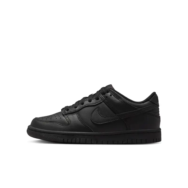 Nike Dunk Low "Triple Black" - FB9109-009 Classic Black Leather Sneakers with Ankle Padding & Full-Length Rubber Outsole for All Seasons