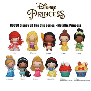 1PC Disney Officially Licensed Princess Metal Blind Box Keychain 3D Mystery Figure Bag Clip Backpack Accessory Collectible Gift for Christmas and Birthday