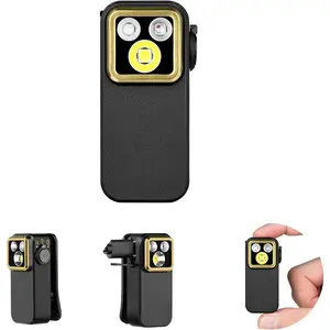 Flashlight Clip-on Light, 600 Lumens Type-C Rechargeable with White LED, UV and RGB, Magnetic Flash Lights for Working, Signaling, Inspection and Outdoor Use (Black)