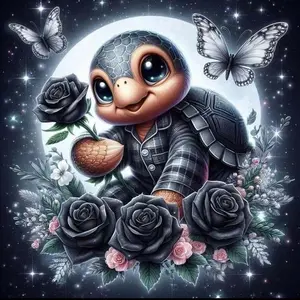 5D DIY Full Drill Round Diamond Painting - Diamond Painting Kit Turtle Bouquet Mosaic Canvas DIY Wall Art, Home Wall Decoration