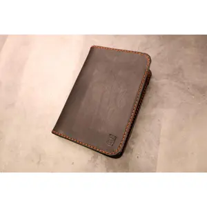 Leather Passport Wallet - Black Minerva