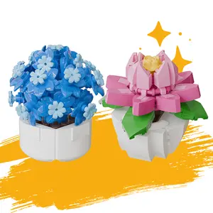 Flowers 3D Romance Blooming Pink Rose Iris botanical Building Blocks Set,Stacking,SafeDurable Toy,Mini Blue Brick Potted Puzzle,Succulent Decor,Creative gift DIY,Kid fidget Birthday,Artificial,Christmas,Black Friday,Valentine's Day girl Bouquet collection