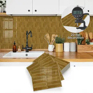 10 pieces self-adhesive peel and stick realistic tiles splashback, rectangular bathroom wall tiles, waterproof, oil-proof, suitable for kitchen, bathroom, wall tiles, 23 cm x 17 cm