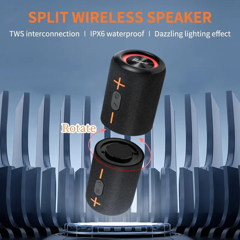 Cyboris S10 2-in-1 Split Bluetooth Speaker - 20W High Volume Surround Stereo, IPX6 Waterproof, 24H Playtime, Portable Mini Size, LED Light, Bluetooth v5.3 for Stable Wireless, AUX Input, Handsfree Calling, for Home Entertainment, Hiking