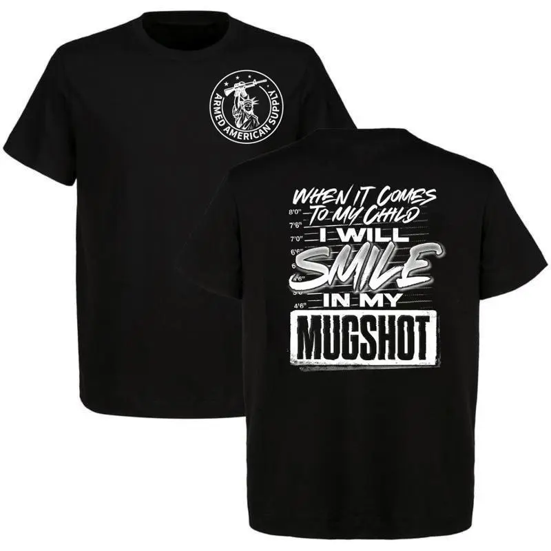 Men's When It Comes To My Child I Will Smile In My Mugshot Shirt, My Mugshot T-shirt For Proud Dads, Gift For Dad, Menswear Casual Round Neck Tee