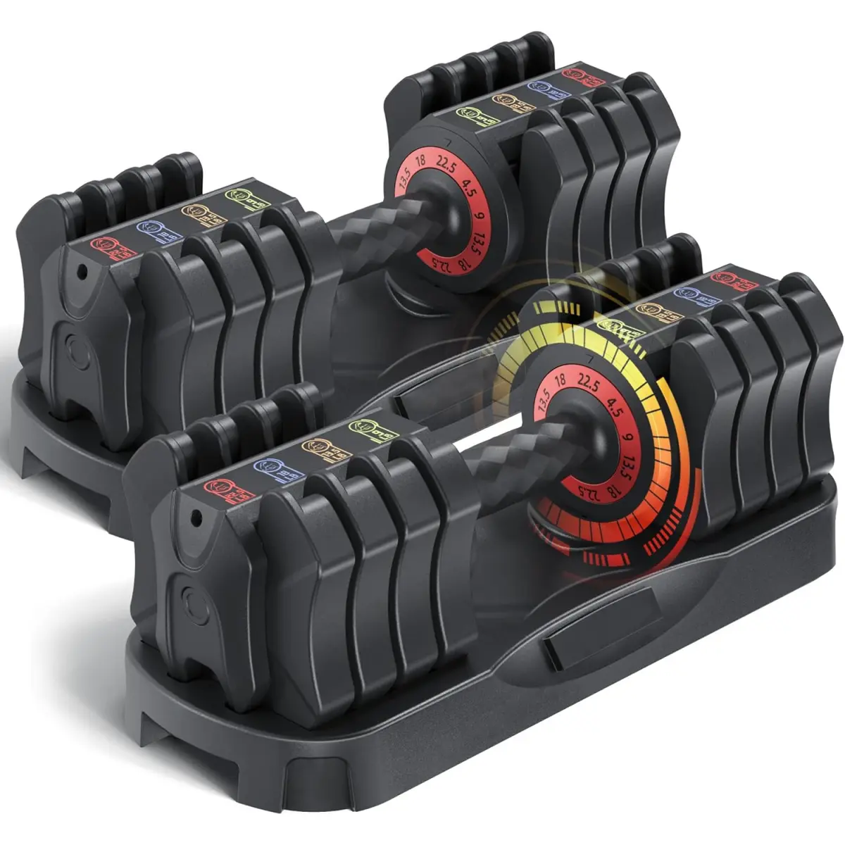 Adjustable Weights Dumbbells Set - 22.71 LBS 5-in-1 Compact Iron+PP Weight with Quick Adjust Dial, Secure Lock, Ergonomic Grip for Home Fitness Equipment, Dumbbell Workout