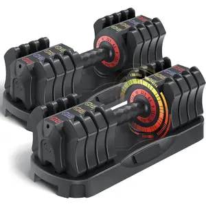 Adjustable Dumbbell Set 22.71 LBS Black Iron PP 17.10x6.70x6.50 Inch Quick Change Weight Double-Locking Safety Compact Home Strength Training