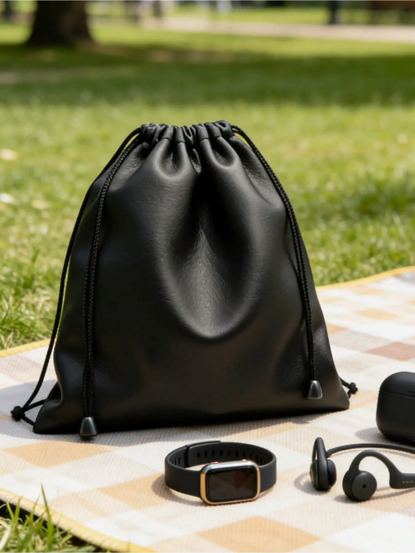 Soft and practical headphone storage bag, glasses storage bag, large digital product storage bag, multi-functional portable drawstring bag, large headphone case, PU material gaming headphone storage bag, playing card bag, game card protection bag