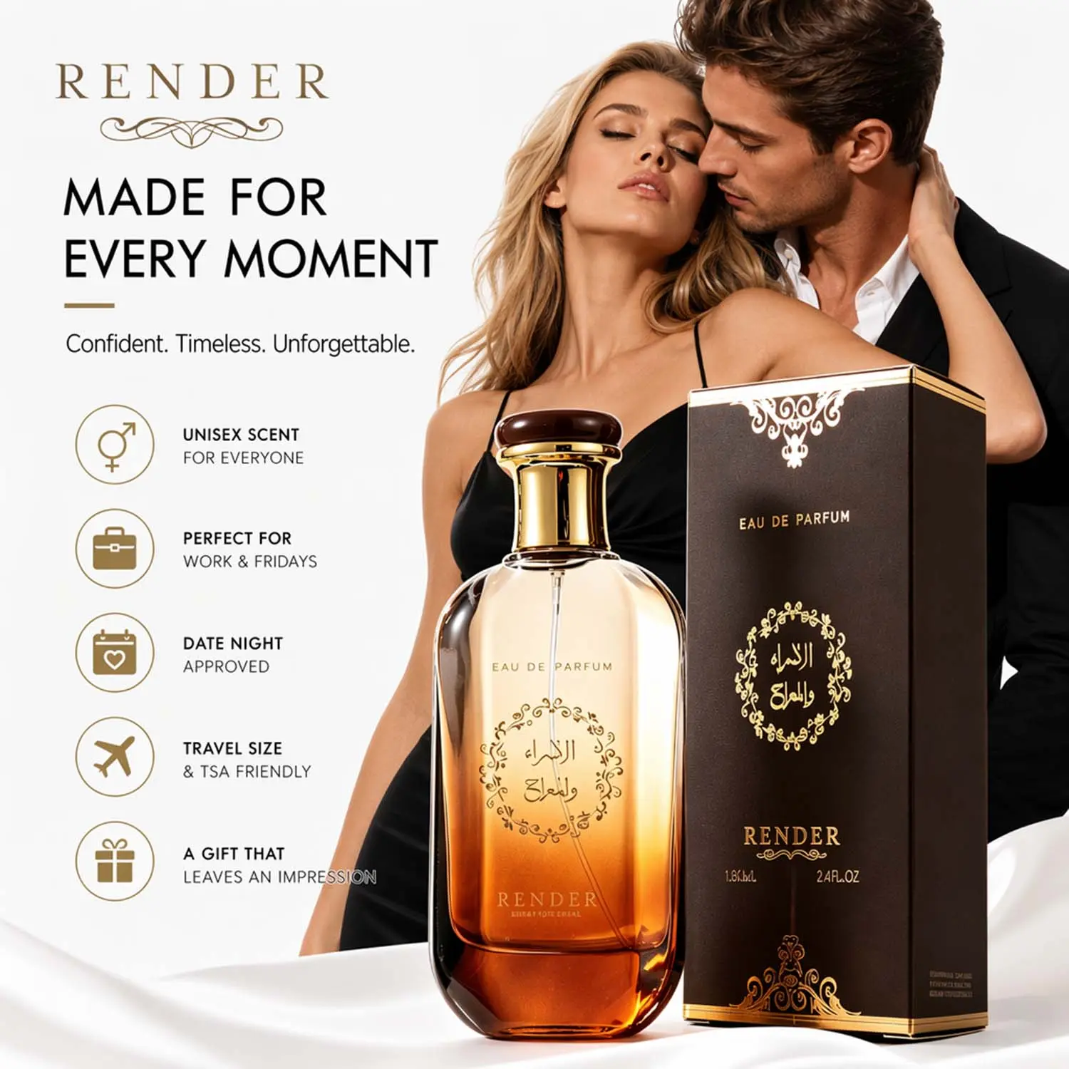 Men's Pheromone Perfume, Pheromone-Infused Formula, Long-Lasting Floral Fruity Woody Scent, Designed for Him, Make Her Irresistible, Share a Wild & Wonderful Night with Her, Valentine's Day, Christmas & New Year Gift, 3.4fl oz/100ml EDP