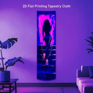 Mysterious Woman Vertical Blacklight Tapestry Abstract Long Luminous Wall Tapestries for Bedroom Pink And Blue Glow in The Dark Decorative Wall Hanging Tapestry Wall Mural Neon Art UV Reactive Home Decor for Living Room Dorm Unique Gifts for Friends