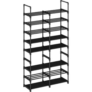 Space-Saving Vertical Metal Shoe Rack – 8-Tier Tall Shoe Organizer for Entryway & Living Room – Sturdy Closet Storage Stand – Removable Fabric Shelves, 8 Floors