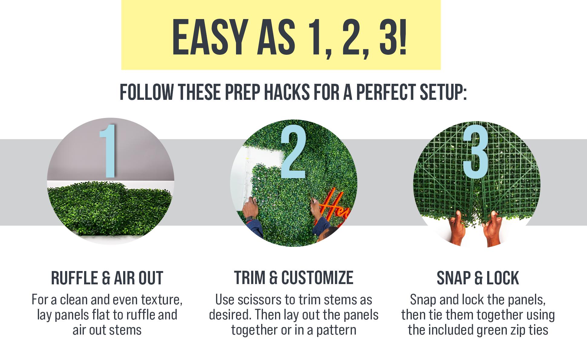 CREATIVE SPACE Grass Wall Panels Artificial Plants Wedding Backdrop 12 PCS 20 x 20 Inch Boxwood Panels Privacy Hedge Screen for Indoor Outdoor Garden Wall Decor Bedroom