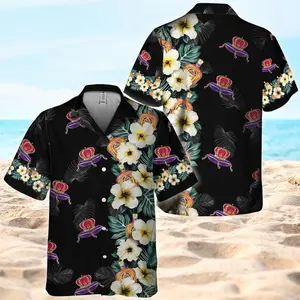Hawaiian Crown Royal Half Flower Side Hawaiian Shirt Unisex Aloha Button Shirt for B33r Lovers Vacation Gift Official USA Product