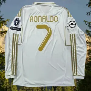 2011 2012 Home Retro No.7 Ronaldo Gold LongSleeves soccer jersey
