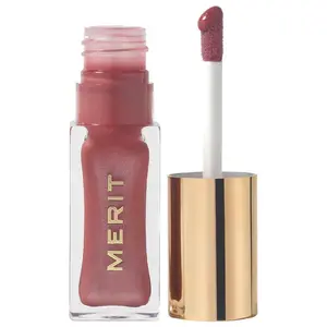 Merit Shade Slick Vegan Tinted Lip Oil Shimmer finish Color: Twin Set - mauve