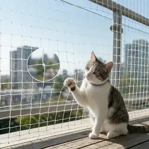 Transparent Nylon Balcony Safety Screen for Balconies Windows Patios Catios Apartment Friendly Garden Deck Netting Weather Resistant Cut-to-Fit Install Kit Included (White)