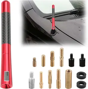 Carbon Fiber, American Flag, Short Bullet Truck Antenna Universal Fit, Anti-Theft Car Wash Safe Replacement, Exterior Accessories