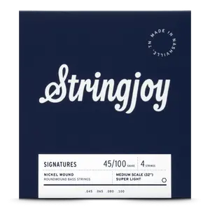 Stringjoy 45-100 Medium Scale 4 String Signatures - Nickel Wound Bass Guitar Strings