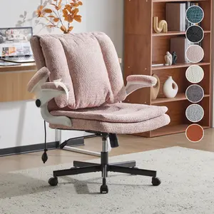 Criss-cross Chair with Airbag Back Support, Flip-Up Armrests, 360° Swivel Wheels, 25" Wide Seat & Reversible Back Cushion – Perfect for Home Office