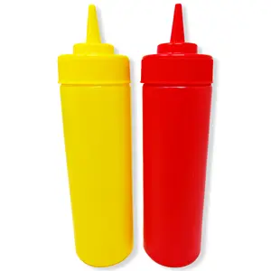 Ketchup and Mustard Squeeze Bottles 12oz - 2 Pack - Red and Yellow
