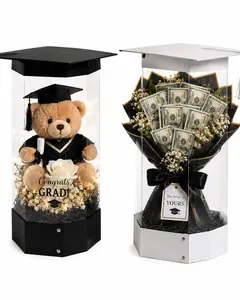 Graduation Bouquet Box with Cap Lid | Clear Flower Gift Box for Class of 2026 Gifts