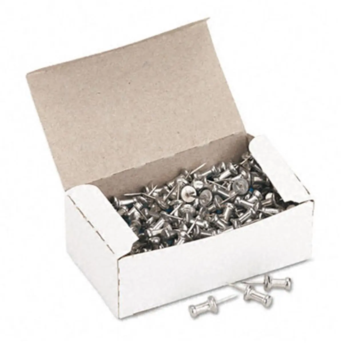 Advantus Aluminium Head Push Pins - Steel 3/8 in. Point, 3/16 in. Raised Round Head Diameter, Silver, Easy-to-Remove, Finger-Safe, 100 per Box, Colored Push Pins Alternative for School & Commercial Furniture Use