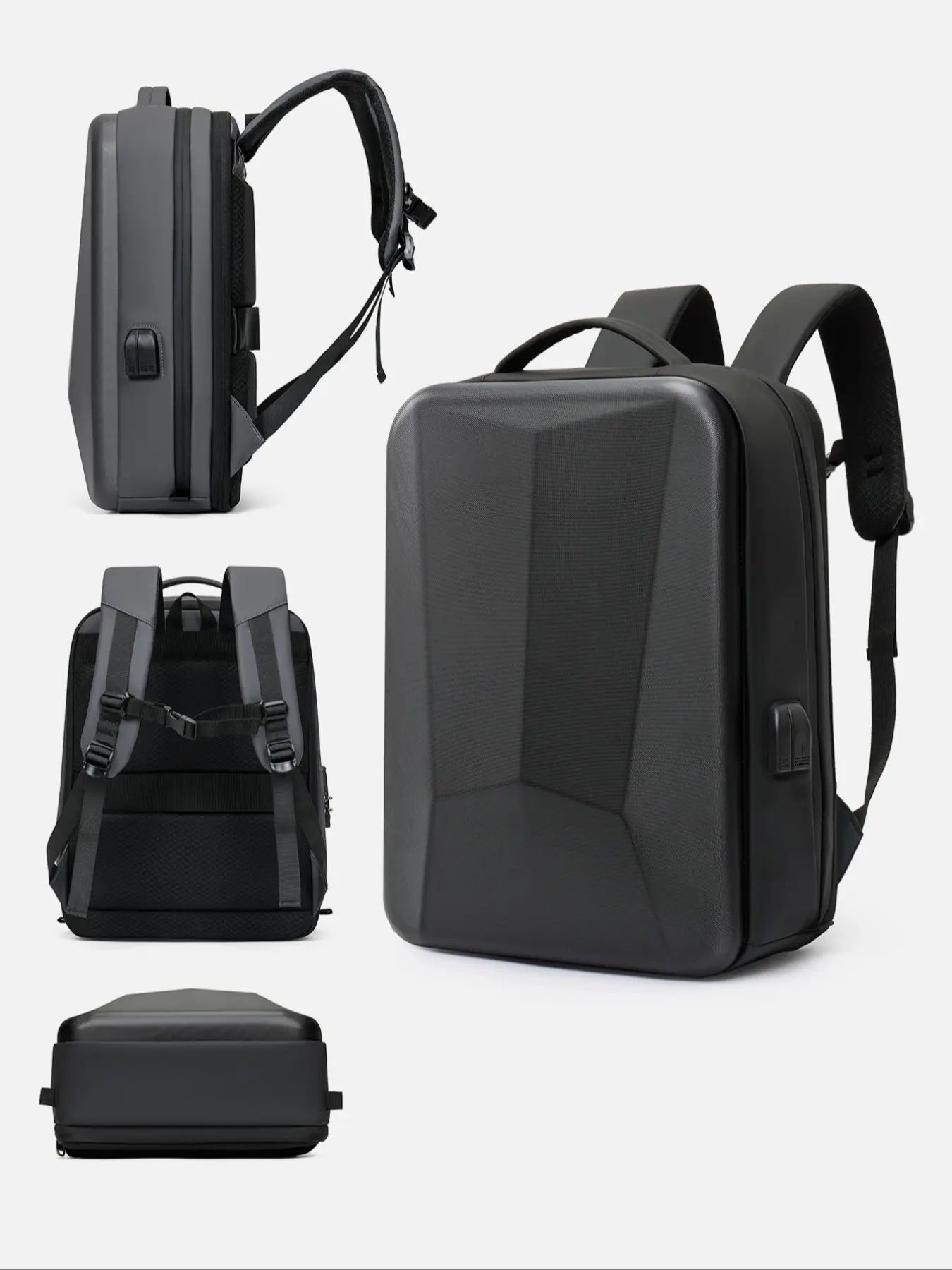 Anti-Theft Hard Shell Durable Backpack 15.6 Inch, Expandable Slim Business Travel Laptop Backpack for Men, Laptop Bag with Password Lock