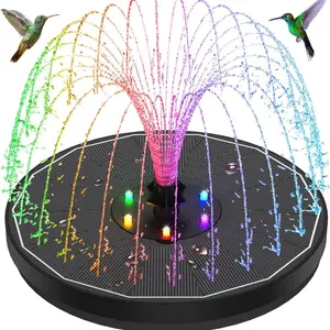 Solar Powered Bird Bath Fountain, Colorful LED Light Solar Bird Bath Fountain, Outdoor Garden Water Feature for Garden Pond, Swimming Pool, Fish Tank, Pool Fountain Lights