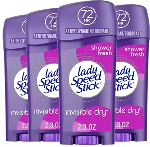 Stick Antiperspirant Deodorant for Women, 72 HR Sweat & Odor Protection, Invisible Dry, Shower Fresh Scent, 2.3 oz Stick (4 Pack)