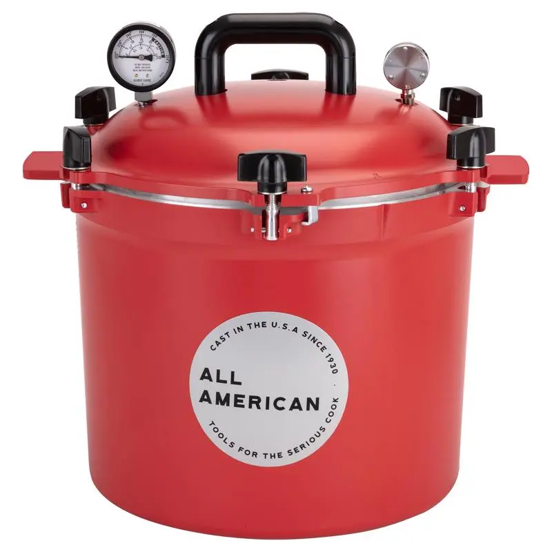 All American 1930 6083552 Cast Alum. Pressure Canner - 12 in., 21.5 qt., Red Durable Efficient Kitchen Cookware for Large Batch Home Canning