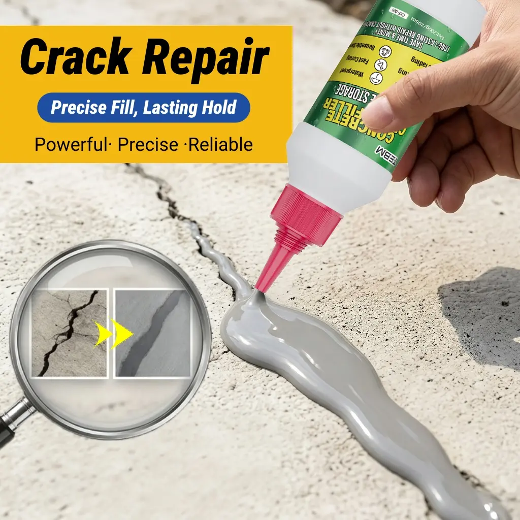 Tebm 1pc 200ML Concrete Crack Repair Sealant, Waterproof Adhesive for Driveway, Garage, Basement, Floor, Wall, Foundation
