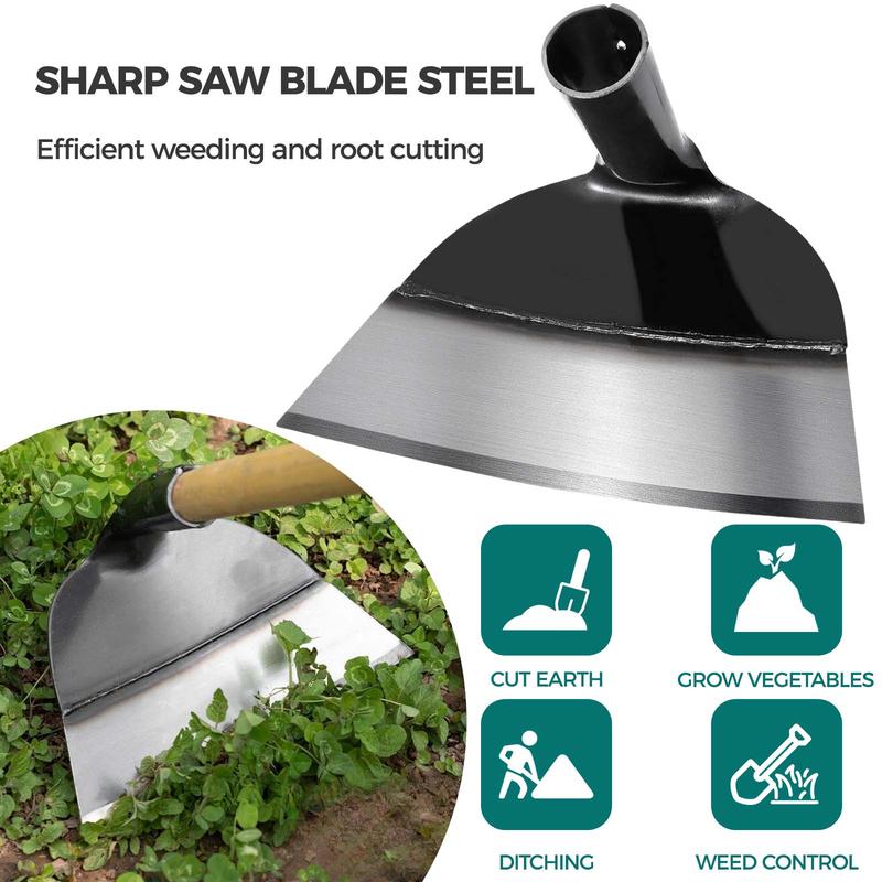 Vaseeka rake Heavy-Duty Carbon Steel Garden Hoe for Weeding & Turf Removal Durable Handheld Tool Metal Construction Ideal for Gardening