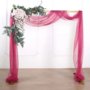 Fuchsia Sheer Organza Wedding Arch Draping Fabric, Long Curtain Backdrop Window Scarf Valance 18ft